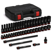 Load image into Gallery viewer, CASOMAN 43-Pieces 1/2" Drive Master Impact Socket Set, Deep and Standard, 6-Point, Metric, 9mm - 30mm, CR-MO Steel, Impact Universal Joint &amp; Extension Bars, with Storage Case