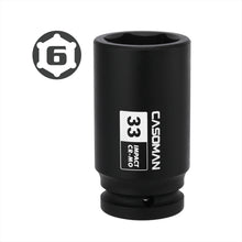 Load image into Gallery viewer, CASOMAN 3/4" Drive 33 mm Axle Nut Impact Socket, CR-MO, 6 Point Deep Impact Socket (33MM) for Easy Removal of Axle Shaft Nuts