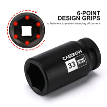 Load image into Gallery viewer, CASOMAN 3/4" Drive 33 mm Axle Nut Impact Socket, CR-MO, 6 Point Deep Impact Socket (33MM) for Easy Removal of Axle Shaft Nuts