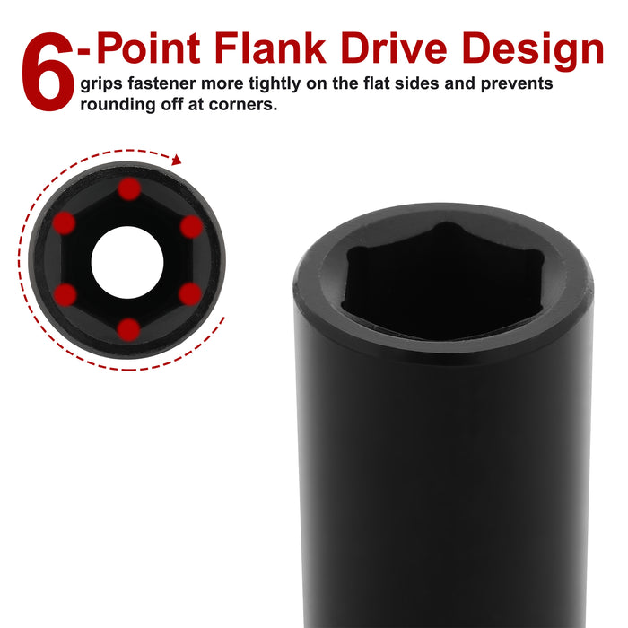 CASOMAN 1/2-Inch Drive x 19mm Deep Impact Socket, 6-Point, Metric, CR-MO