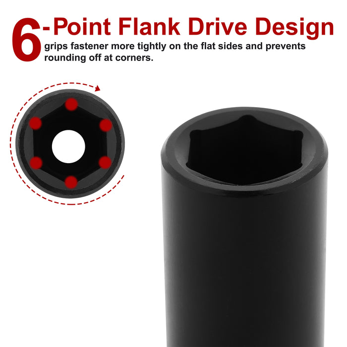 CASOMAN 1/2-Inch Drive x 21mm Deep Impact Socket, 6-Point, Metric, CR-MO