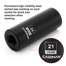 Load image into Gallery viewer, CASOMAN 1/2-Inch Drive x 21mm Deep Impact Socket, 6-Point, Metric, CR-MO