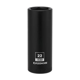 CASOMAN 1/2-Inch Drive x 22mm Deep Impact Socket, 6-Point, Metric, CR-MO