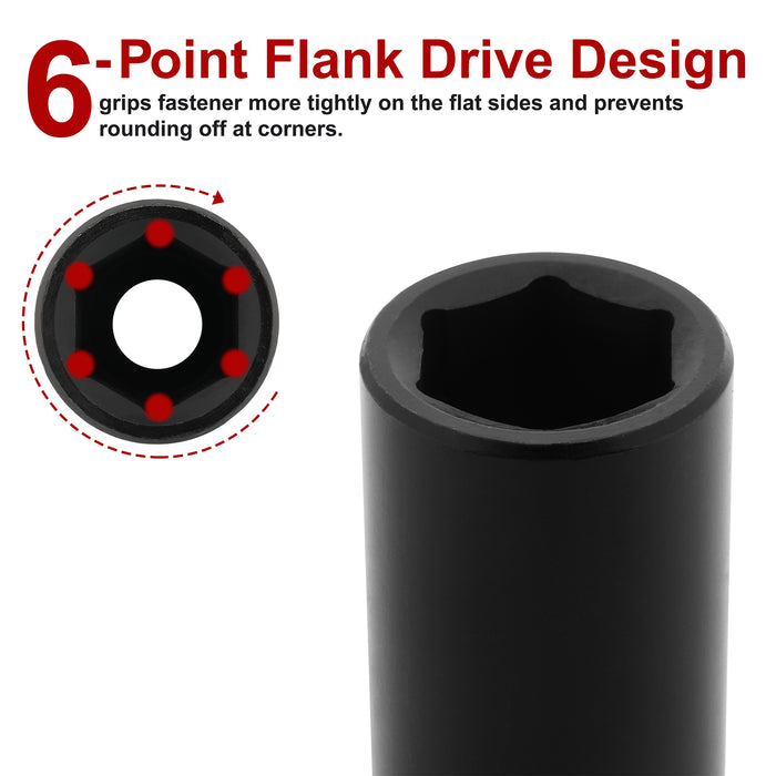 CASOMAN 1/2-Inch Drive x 17mm Deep Impact Socket, 6-Point, Metric, CR-MO