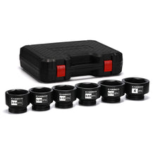 Load image into Gallery viewer, CASOMAN 6-Piece 1" Drive Shallow Spindle Axle Nut Impact Socket Set, 6-Point, Standard Large Socket Set, SAE (3-1/4" to 4"), CR-MO Steel, with Storage Case