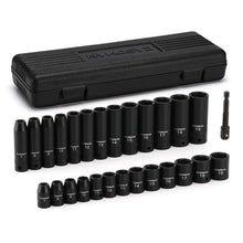 Load image into Gallery viewer, CASOMAN 27 Pieces 3/8-Inch Drive Impact Socket Set, Deep &amp; Shallow, Metric (7mm - 19mm), 6 Point, CR-V Steel