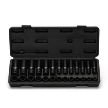 Load image into Gallery viewer, CASOMAN 27 Pieces 3/8-Inch Drive Impact Socket Set, Deep &amp; Shallow, Metric (7mm - 19mm), 6 Point, CR-V Steel