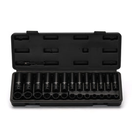 CASOMAN 27 Pieces 3/8-Inch Drive Impact Socket Set, Deep & Shallow, Metric (7mm - 19mm), 6 Point, CR-V Steel