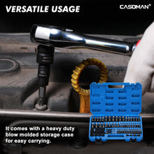 Load image into Gallery viewer, CASOMAN 71-Piece Master Hex &amp; Torx Bit Socket Set, 1/4" &amp; 3/8" &amp; 1/2" Drive, Metric/SAE Hex Bit Sockets, Star Bit Sockets (T6 - T70), E-Torx Sockets (E4 - E24), with Storage Case