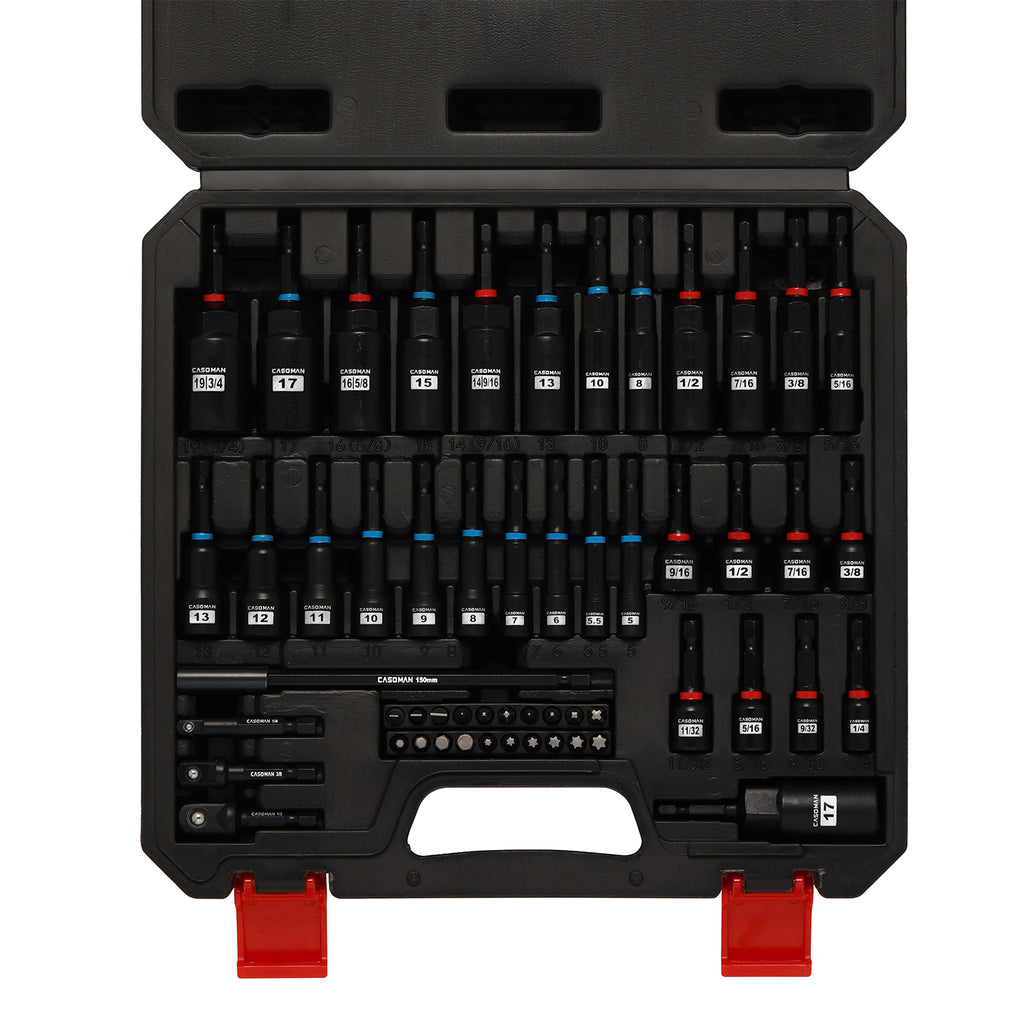 CASOMAN 55-Piece Magnetic Nut Driver Set for Impact Drill, Deep