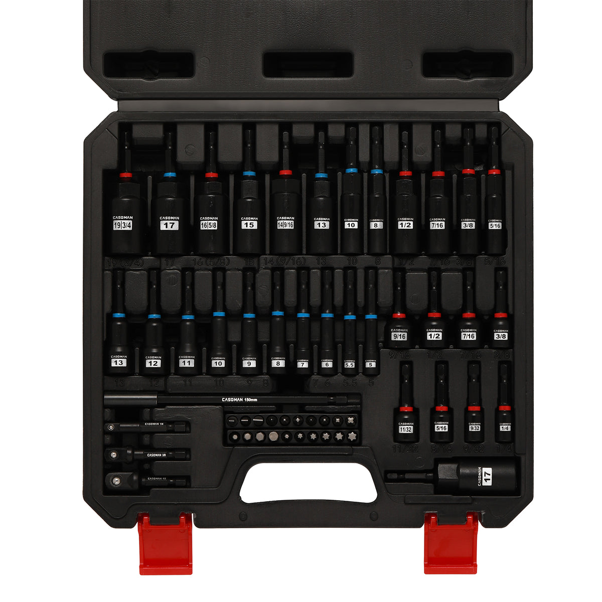 CASOMAN 55-Piece Magnetic Nut Driver Set for Impact Drill, Deep