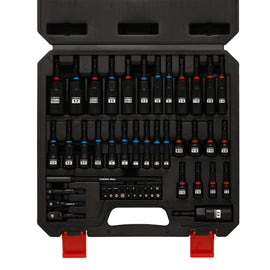 CASOMAN 55-Piece Magnetic Nut Driver Set for Impact Drill, Deep & Shallow, Metric & SAE, Includes Screwdriver Bits, Bit Extension Bar, Socket Adapters & Wing Nut Driver