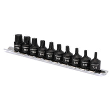 Load image into Gallery viewer, CASOMAN 10-Piece 3/8" Drive Low Profile Impact Torx Bit Socket Set, Includes Storage Rail, CR-MO Steel, Designed for Impact Use