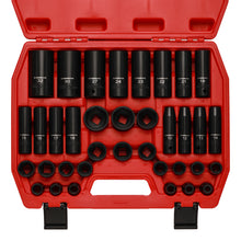 Load image into Gallery viewer, CASOMAN 36-Piece 1/2” Drive Metric Deep and Shallow Impact Socket Set, 6-Point, CR-V, for Auto Repair, with Portable Case, Rugged Construction