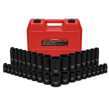 Load image into Gallery viewer, CASOMAN 36-Piece 1/2” Drive Metric Deep and Shallow Impact Socket Set, 6-Point, CR-V, for Auto Repair, with Portable Case, Rugged Construction