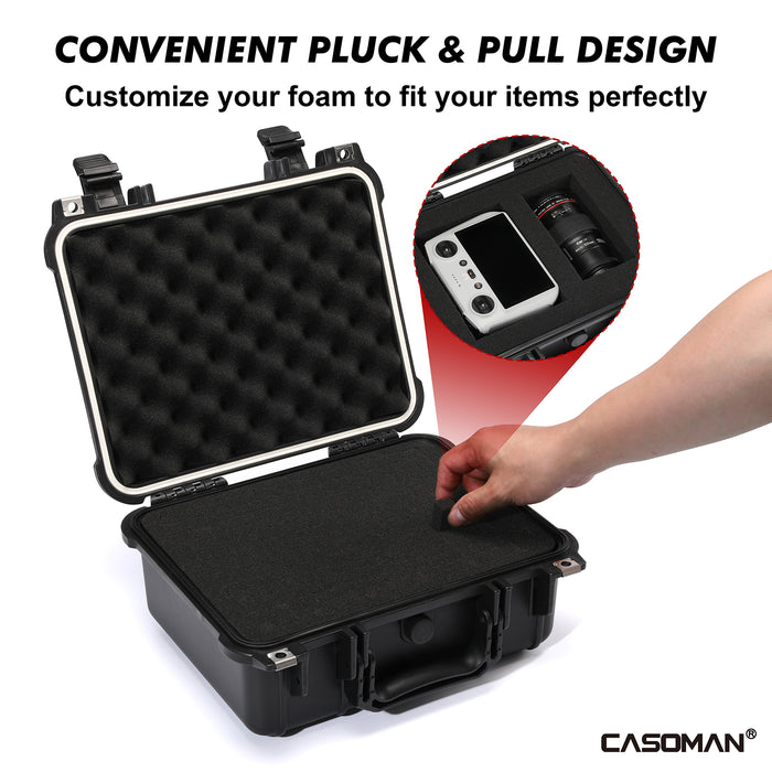CASOMAN Water-proof and Dust-proof Protective Sturdy Plastic Storage Case with Cush-Proof Sponge and Customizable Foam, IP67 Water Proof Grade, Perfectly designed