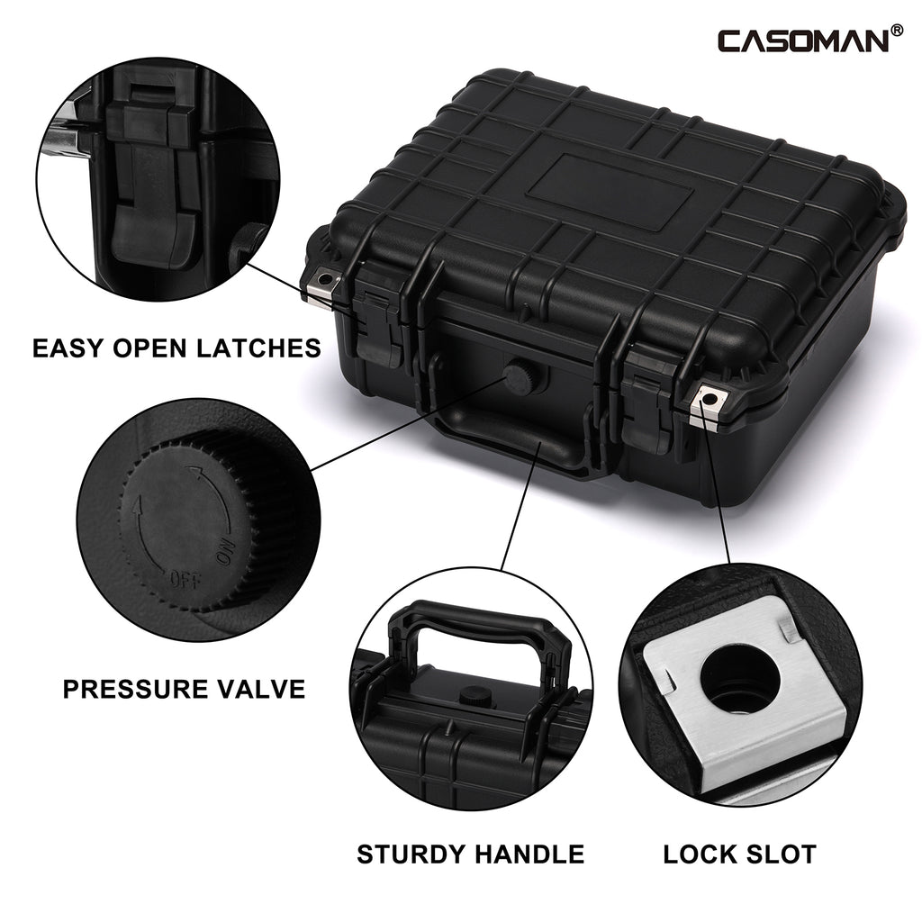 CASOMAN Water-proof and Dust-proof Protective Sturdy Plastic Storage Case with Cush-Proof Sponge and Customizable Foam, IP67 Water Proof Grade, Perfectly designed