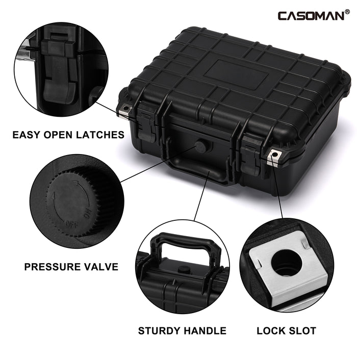 CASOMAN Water-proof and Dust-proof Protective Sturdy Plastic Storage Case with Cush-Proof Sponge and Customizable Foam, IP67 Water Proof Grade, Perfectly designed