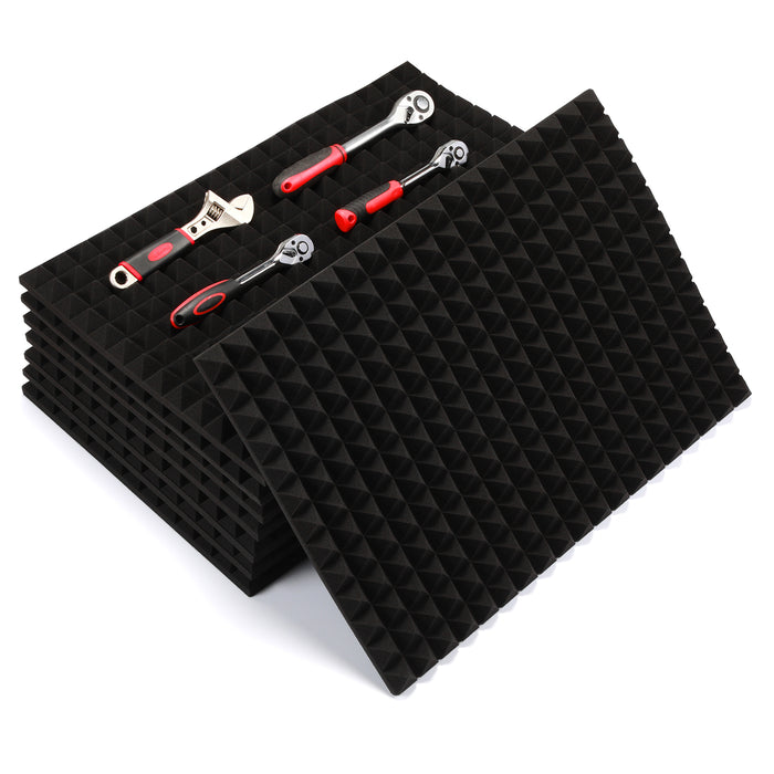 CASOMAN 8PCS Professional Toolbox Liner, Trap Mat Universal Tool Drawer Liner, Non-Slip Foam Inserts, Easy Cut, Black, 23.6"x15.7"