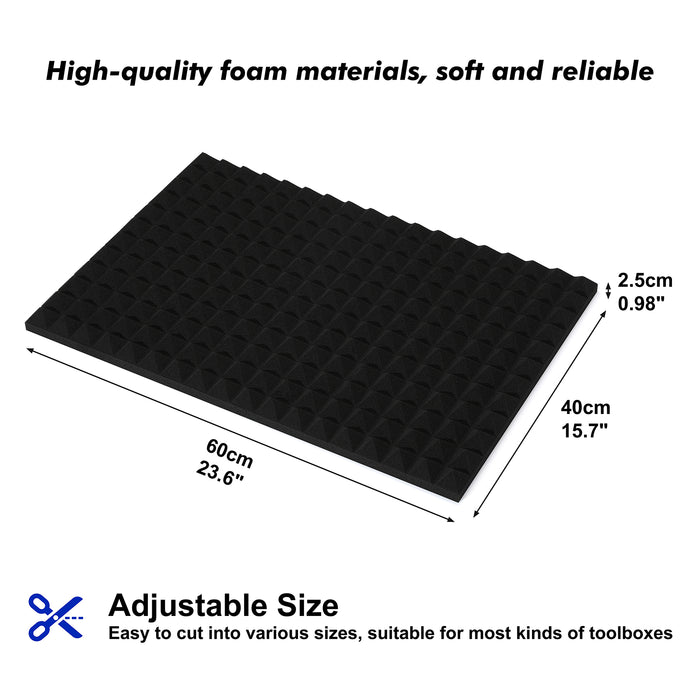 CASOMAN 8PCS Professional Toolbox Liner, Trap Mat Universal Tool Drawer Liner, Non-Slip Foam Inserts, Easy Cut, Black, 23.6"x15.7"
