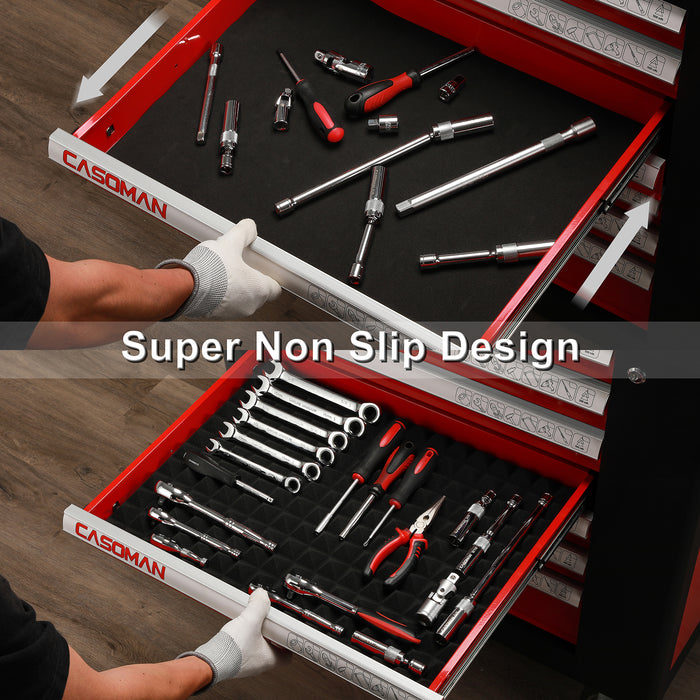 CASOMAN 8PCS Professional Toolbox Liner, Trap Mat Universal Tool Drawer Liner, Non-Slip Foam Inserts, Easy Cut, Black, 23.6"x15.7"