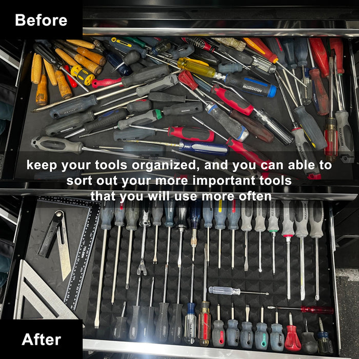CASOMAN 8PCS Professional Toolbox Liner, Trap Mat Universal Tool Drawer Liner, Non-Slip Foam Inserts, Easy Cut, Black, 23.6"x15.7"
