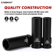 Load image into Gallery viewer, CASOMAN 14PCS 1/2" Drive Deep Impact Socket Set, Metric, 6-Point, CR-MO, 10mm to 32mm, for Auto Repair, Mechanic, with Portable Case, Easy-to-Read Size Markings, Rugged Construction