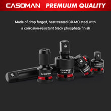 Load image into Gallery viewer, CASOMAN 7PCS 1/2" Drive Impact Socket Accessory Set, Includes Extension Bars 3" 6" 10", Socket Adapter &amp; Reducer, Impact to 1/4" Hex Converter and Universal Joint, CR-MO Steel, for Automotive Repair