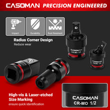 Load image into Gallery viewer, CASOMAN 11PCS Impact Socket Accessory Set, Includes Impact Socket Adapters and Reducers, Impact to 1/4" Hex Converters, Swivel Socket Adapters, CR-MO Steel, for Automotive Repair