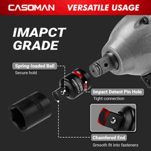 Load image into Gallery viewer, CASOMAN 11PCS Impact Socket Accessory Set, Includes Impact Socket Adapters and Reducers, Impact to 1/4" Hex Converters, Swivel Socket Adapters, CR-MO Steel, for Automotive Repair