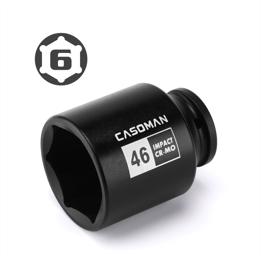 CASOMAN 1/2"" Drive x 46mm Deep Impact Socket, 6-Point, 78mm length, Metric, CR-MO