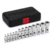 Load image into Gallery viewer, CASOMAN 13PCS 1/4" &amp; 3/8" Drive Universal External Star Socket Set, E4 to E24, CR-V, Swivel Head, 360 Degree Access, with Sturdy Molded Case