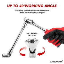 Load image into Gallery viewer, CASOMAN 13PCS 1/4" &amp; 3/8" Drive Universal External Star Socket Set, E4 to E24, CR-V, Swivel Head, 360 Degree Access, with Sturdy Molded Case
