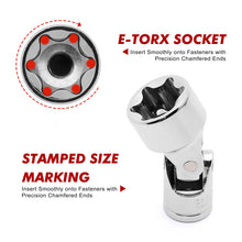Load image into Gallery viewer, CASOMAN 13PCS 1/4" &amp; 3/8" Drive Universal External Star Socket Set, E4 to E24, CR-V, Swivel Head, 360 Degree Access, with Sturdy Molded Case