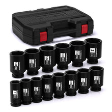 Load image into Gallery viewer, CASOMAN 14PCS 3/4" Drive Deep Spindle Axle Nut Impact Socket Set, 6 Point, CR-MO, 1" to 2", SAE, Large Socket Set, Heavy Duty Use in Removing and Installing Axle Nuts