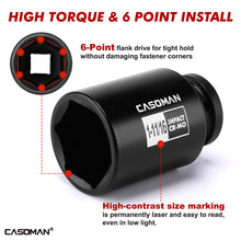Load image into Gallery viewer, CASOMAN 14PCS 3/4" Drive Deep Spindle Axle Nut Impact Socket Set, 6 Point, CR-MO, 1" to 2", SAE, Large Socket Set, Heavy Duty Use in Removing and Installing Axle Nuts