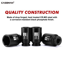 Load image into Gallery viewer, CASOMAN 14PCS 3/4" Drive Deep Spindle Axle Nut Impact Socket Set, 6 Point, CR-MO, 1" to 2", SAE, Large Socket Set, Heavy Duty Use in Removing and Installing Axle Nuts