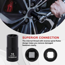 Load image into Gallery viewer, CASOMAN 16PCS 1/2" Drive Impact Bolt and Nut Extractor Socket Set, Stripped Lug Nut Remover Include Hex Shank Adapter &amp; Pin Bar, for Removing Damaged Rusted Broken Rounded Fasteners off, CR-MO, Metric