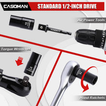 Load image into Gallery viewer, CASOMAN 16PCS 1/2" Drive Impact Bolt and Nut Extractor Socket Set, Stripped Lug Nut Remover Include Hex Shank Adapter &amp; Pin Bar, for Removing Damaged Rusted Broken Rounded Fasteners off, CR-MO, Metric