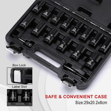 Load image into Gallery viewer, CASOMAN 16PCS 1/2" Drive Impact Bolt and Nut Extractor Socket Set, Stripped Lug Nut Remover Include Hex Shank Adapter &amp; Pin Bar, for Removing Damaged Rusted Broken Rounded Fasteners off, CR-MO, Metric