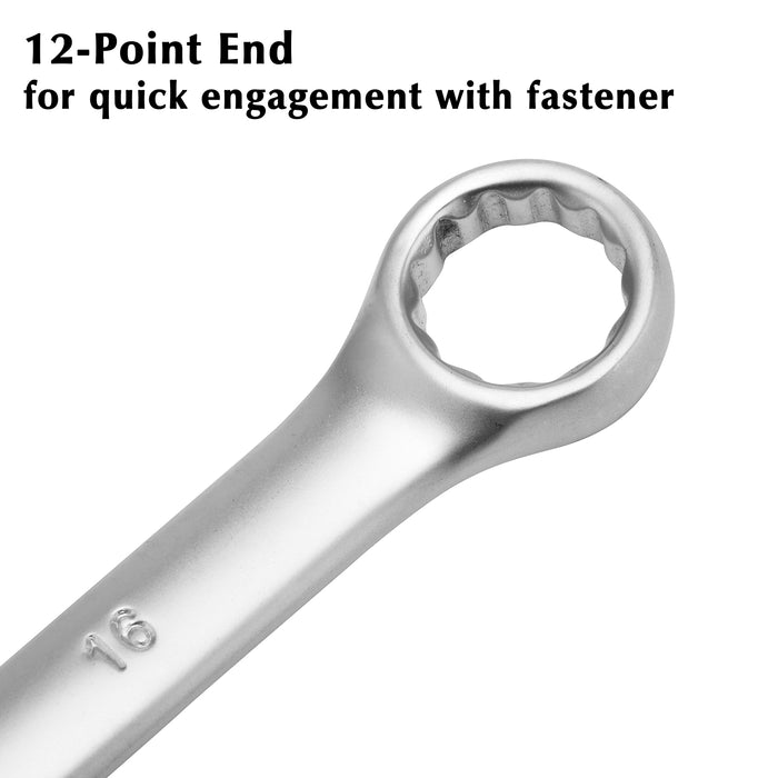 CASOMAN PRO 16mm Combination Wrench - Industrial Grade Spanners with 12-Point Design, Durable Chrome Vanadium Steel, Metric