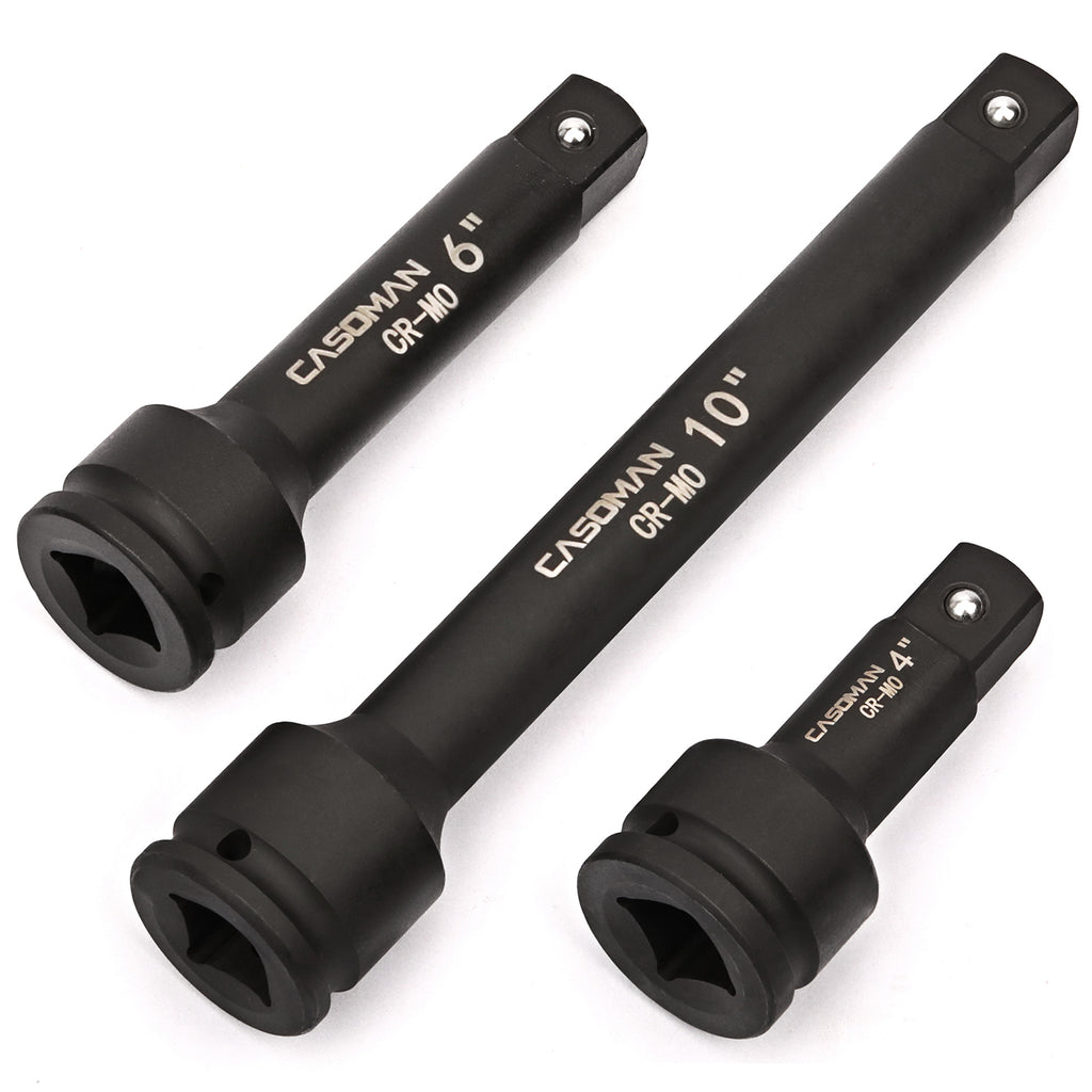 CASOMAN 3/4” Drive Impact Extension Bar, Cr-Mo Steel ,3-Piece Set , 4”, 6”, 10” ext. bar