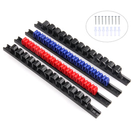 CASOMAN 4-piece screwdriver holder and wrench holder, hand tool holder, plastic rail wrench hook, with clip