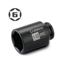 Load image into Gallery viewer, CASOMAN 6-Point 1/2-Inch Drive Deep Impact Socket- 1-1/2" (SAE),1/2-inch Drive 6 Point Axle Nut Socket for Easy Removal of Axle Shaft Nuts (1-1/2")