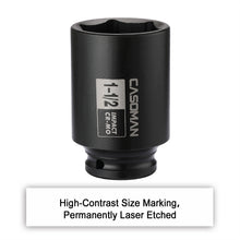 Load image into Gallery viewer, CASOMAN 6-Point 1/2-Inch Drive Deep Impact Socket- 1-1/2" (SAE),1/2-inch Drive 6 Point Axle Nut Socket for Easy Removal of Axle Shaft Nuts (1-1/2")