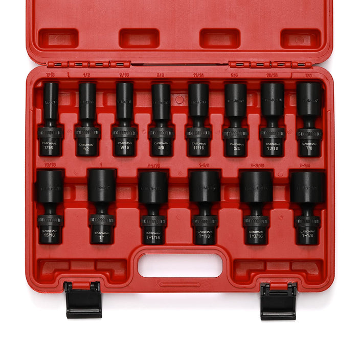 CASOMAN 1/4" Drive Master Impact Socket Set – 50-Piece SAE/Metric – Chrome Vanadium – 5/32" To 9/16"