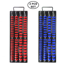 Load image into Gallery viewer, CASOMAN 80-Piece Portable Socket Organizer Tray, 2 Pcs Set, Blue &amp; Red, 1/4-Inch, 3/8-Inch, 1/2-Inch,Heavy Duty Socket Organizer, Black Rails