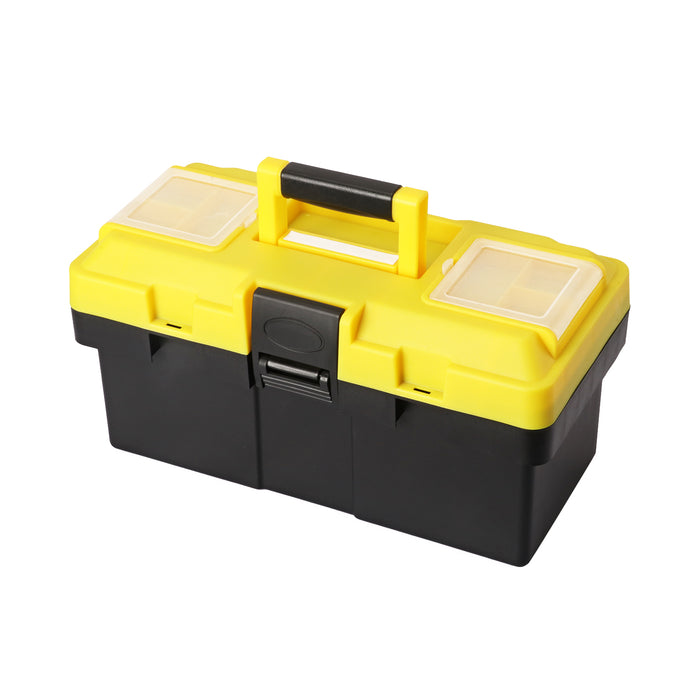 CASOMAN 14-inch Plastic Tool Box with Tray and Dividers, Storage