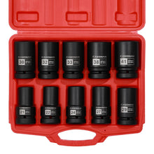 Load image into Gallery viewer, CASOMAN 10PCS 1-Inch Drive Deep Impact Socket Set, Metric, CR-MO, 21,22,24,27,29,30,32,33,38,41mm, Deep Spindle Axle Nut Impact Socket Set