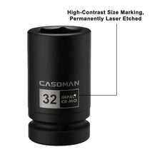 Load image into Gallery viewer, CASOMAN 10PCS 1-Inch Drive Deep Impact Socket Set, Metric, CR-MO, 21,22,24,27,29,30,32,33,38,41mm, Deep Spindle Axle Nut Impact Socket Set